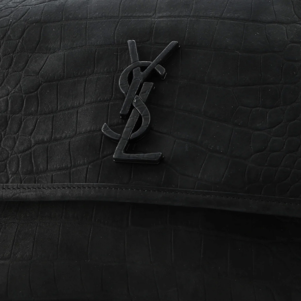 Niki Chain Flap Bag Crocodile Embossed Nubuck Medium - Deep Luxury