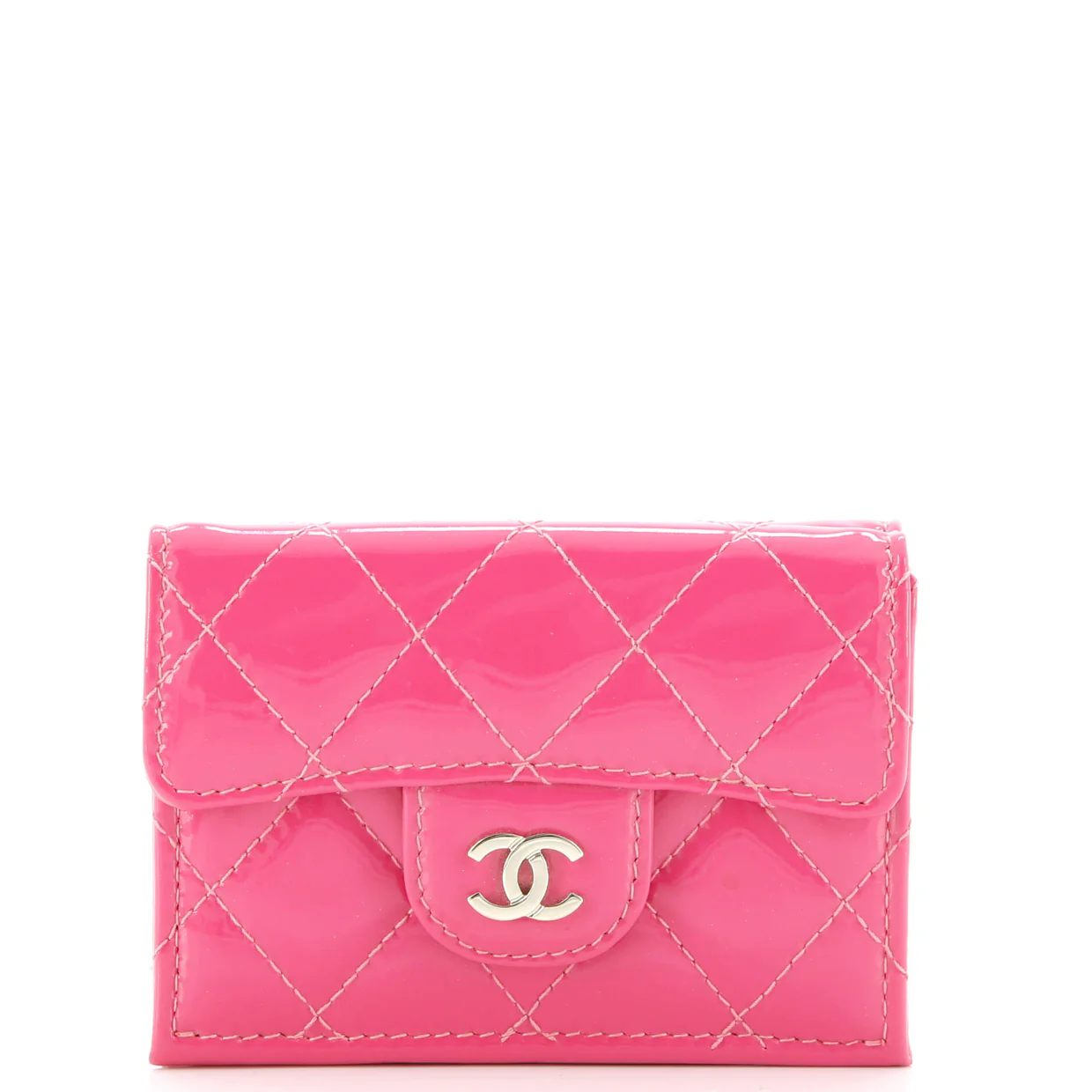 Classic Trifold Flap Wallet Quilted Patent Small - Deep Luxury