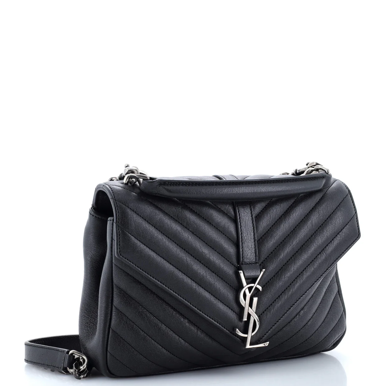 Classic Monogram College Bag Matelasse Chevron Leather Medium - Deep Luxury
