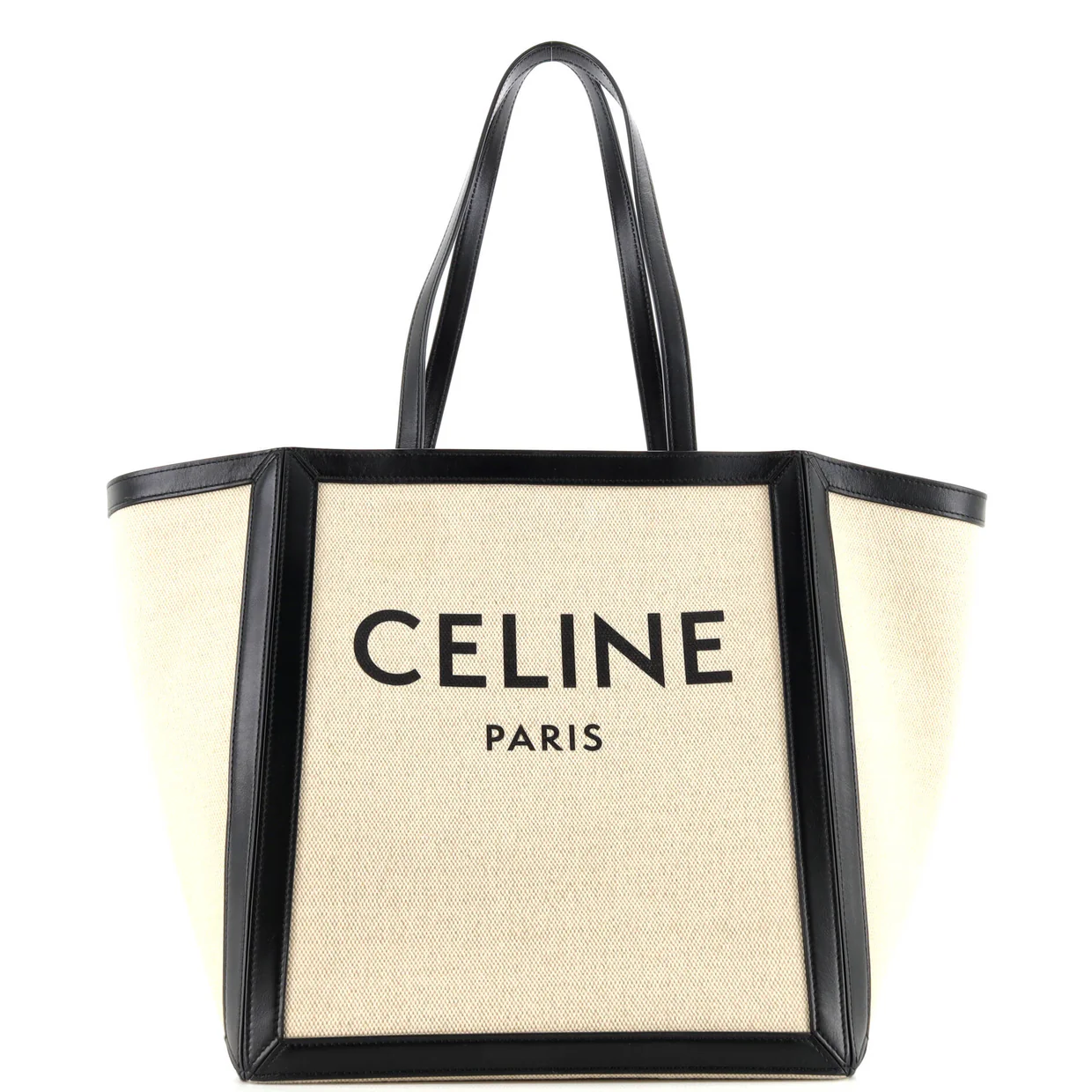 Vertical Square Cabas Tote Canvas with Leather Large - Deep Luxury
