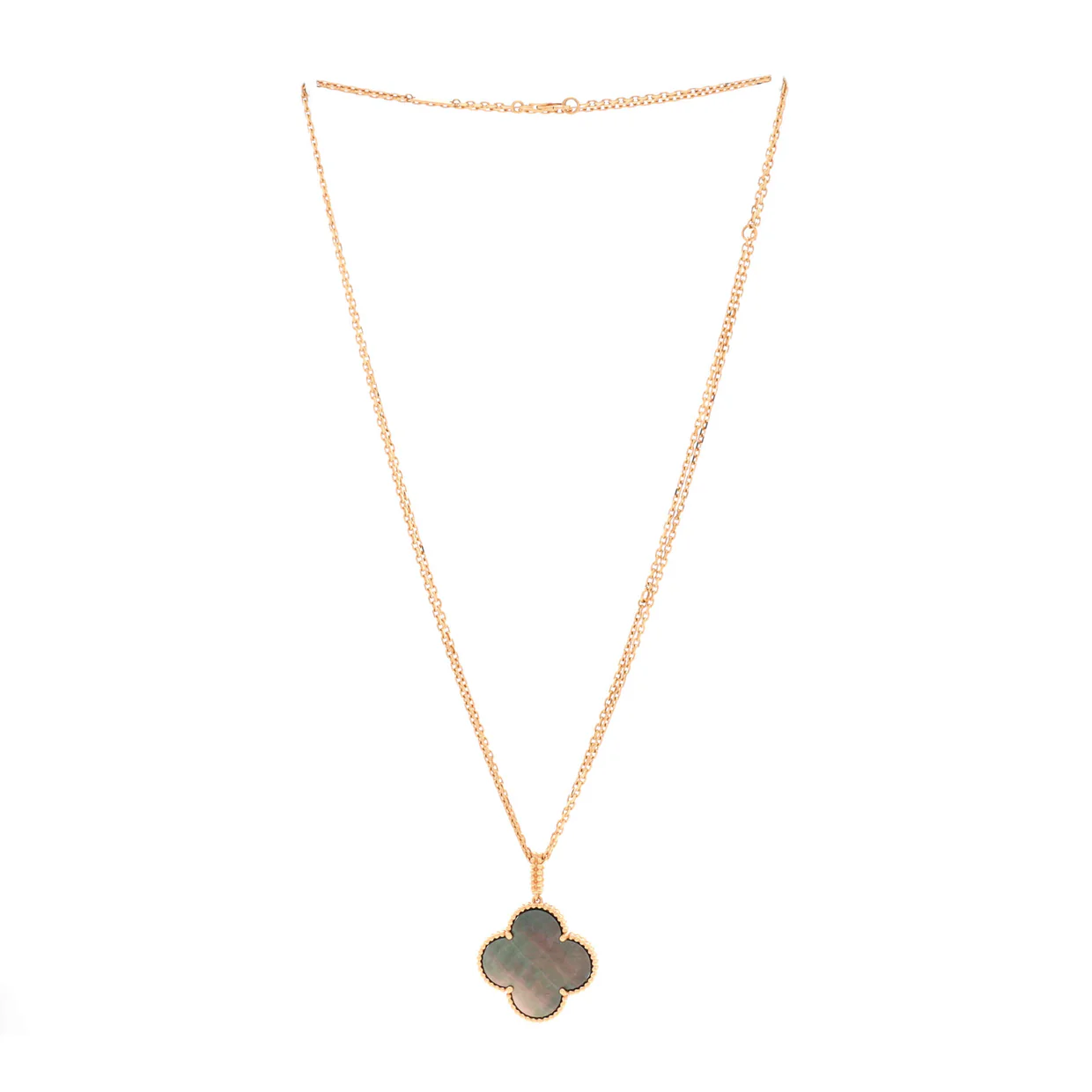 Magic Alhambra Long Necklace 18K Rose Gold and Grey Mother of Pearl - Deep Luxury