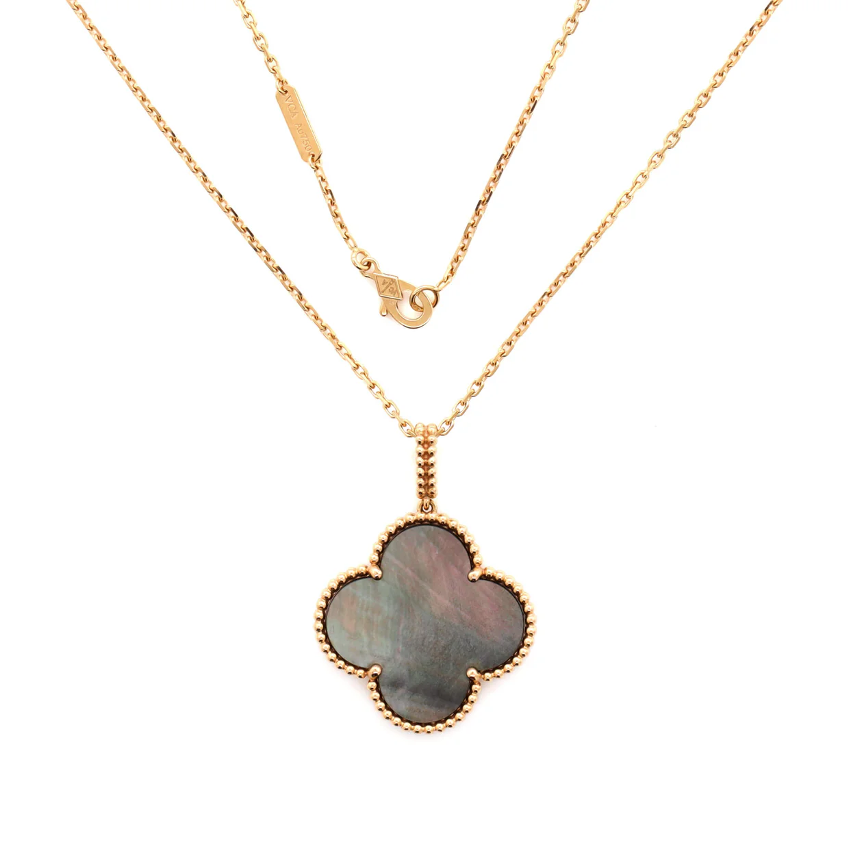 Magic Alhambra Pendant Long Necklace 18K Rose Gold and Grey Mother of Pearl - Deep Luxury