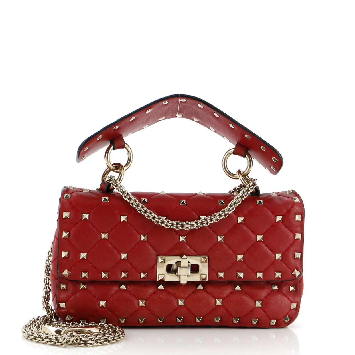 Rockstud Spike Flap Bag Quilted Leather Small - Deep Luxury