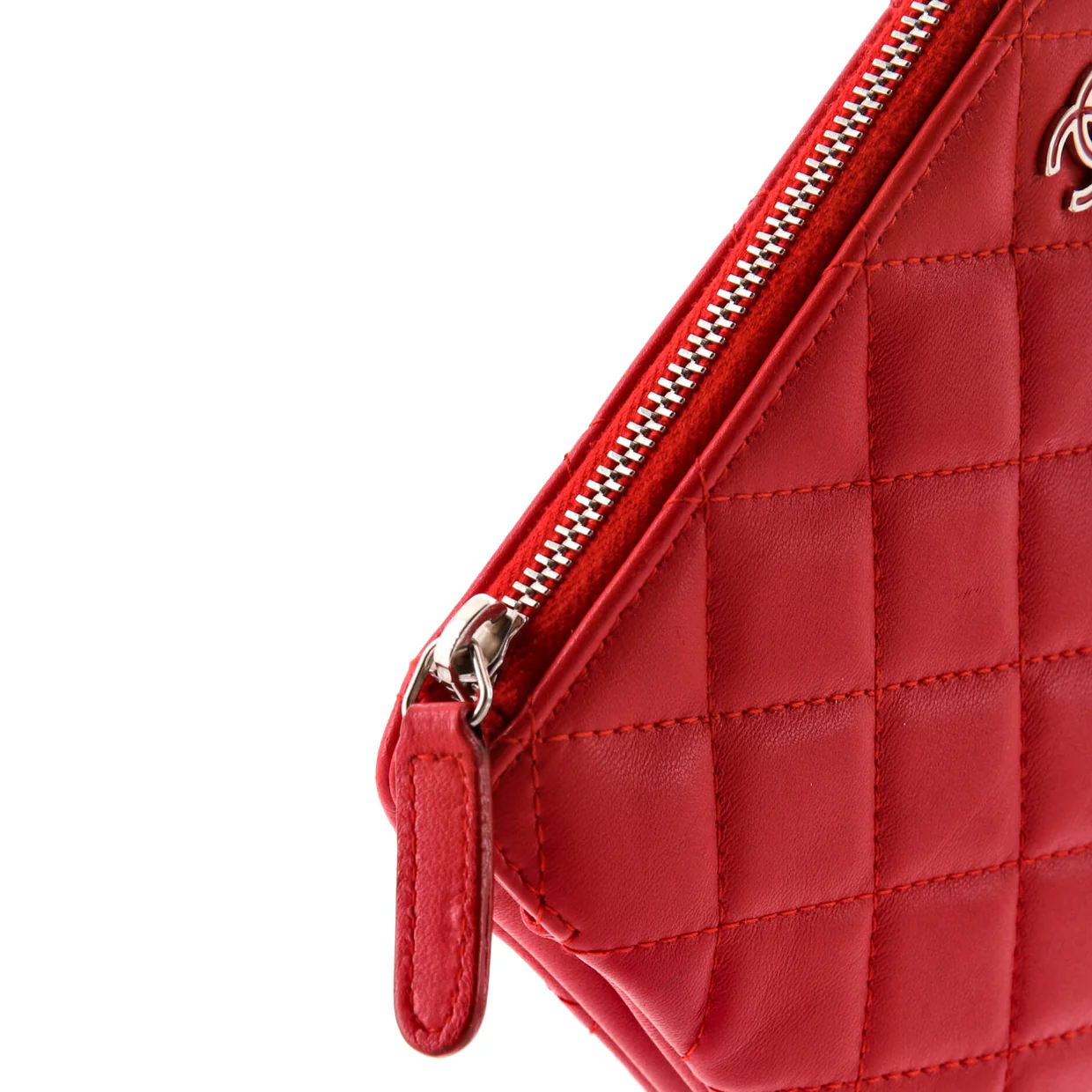 Classic Double Pocket Zip Pouch Quilted Lambskin Small - Deep Luxury