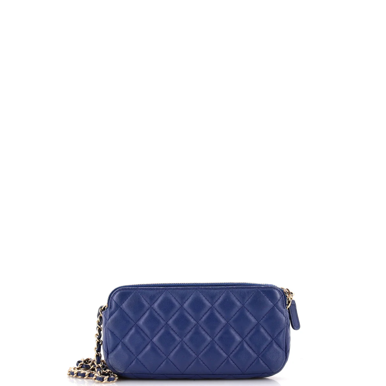 Double Zip Clutch with Chain Quilted Lambskin - Deep Luxury