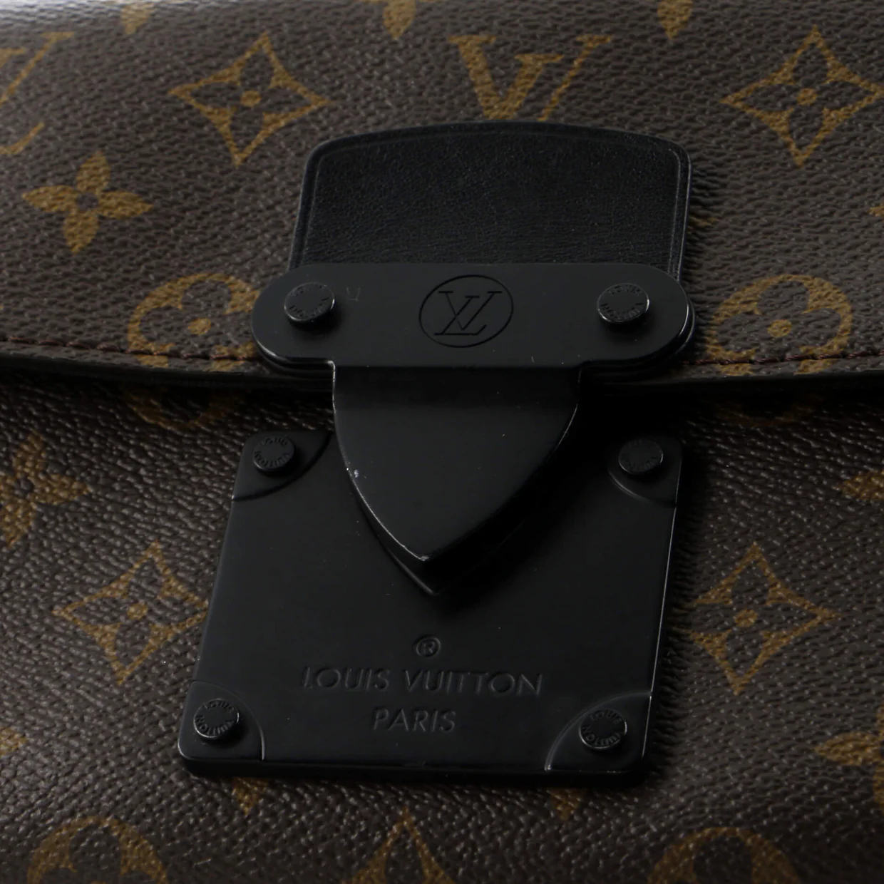 S Lock Messenger Bag Macassar Monogram Canvas - Deep Luxury