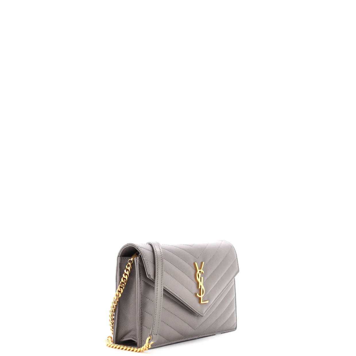 Classic Monogram Wallet on Chain Matelasse Chevron Leather Small - Deep Luxury