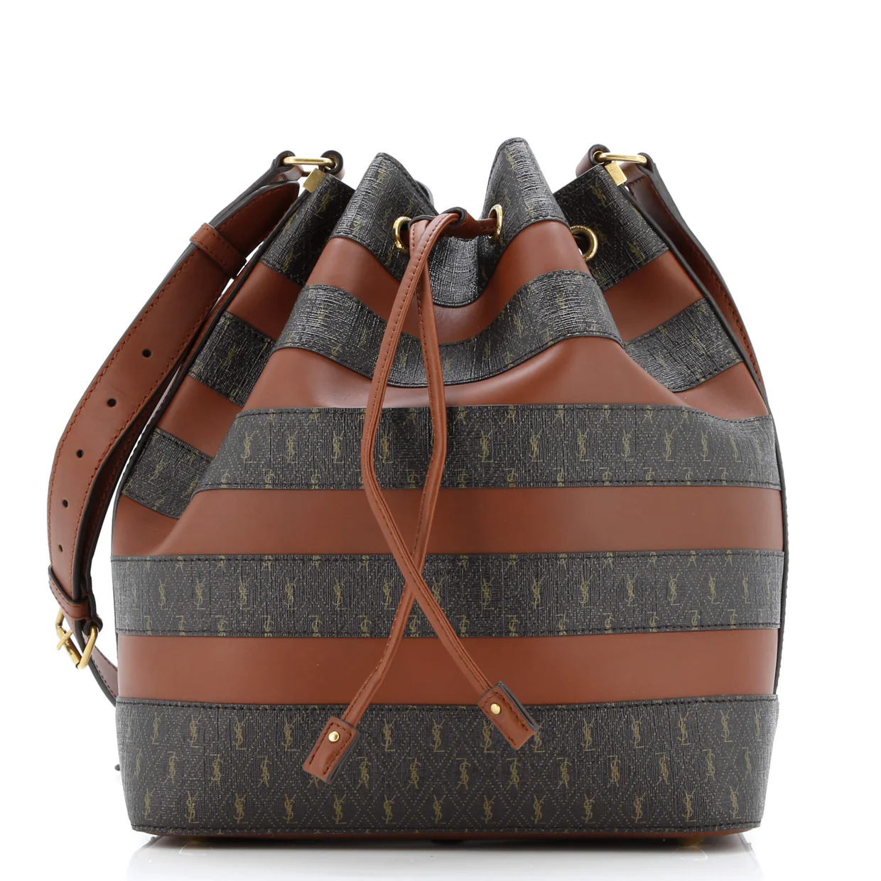 Le Monogramme Striped Bucket Bag Monogram All Over Coated Canvas and Leather - Deep Luxury