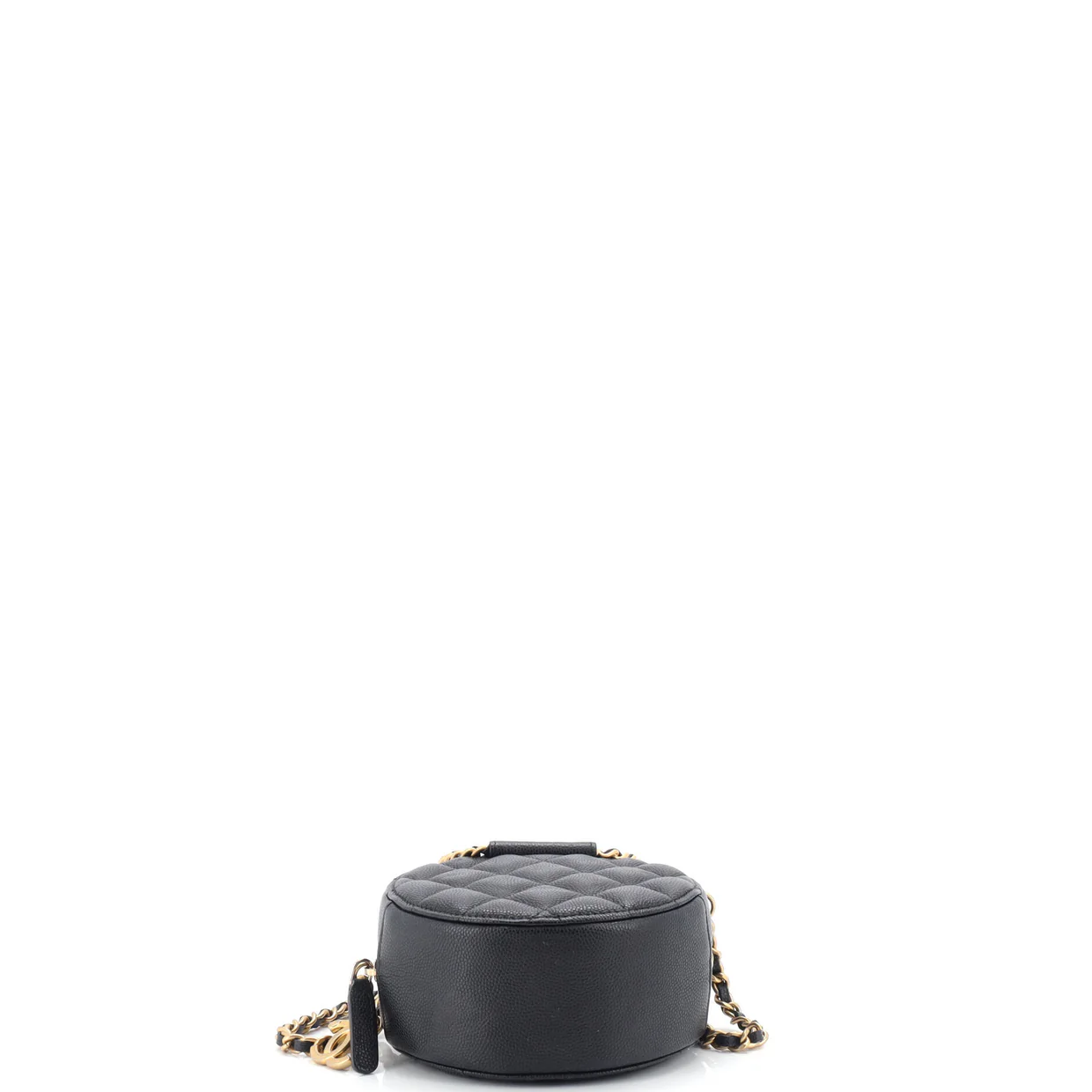 In The Loop Round Clutch with Chain Quilted Caviar Mini - Deep Luxury