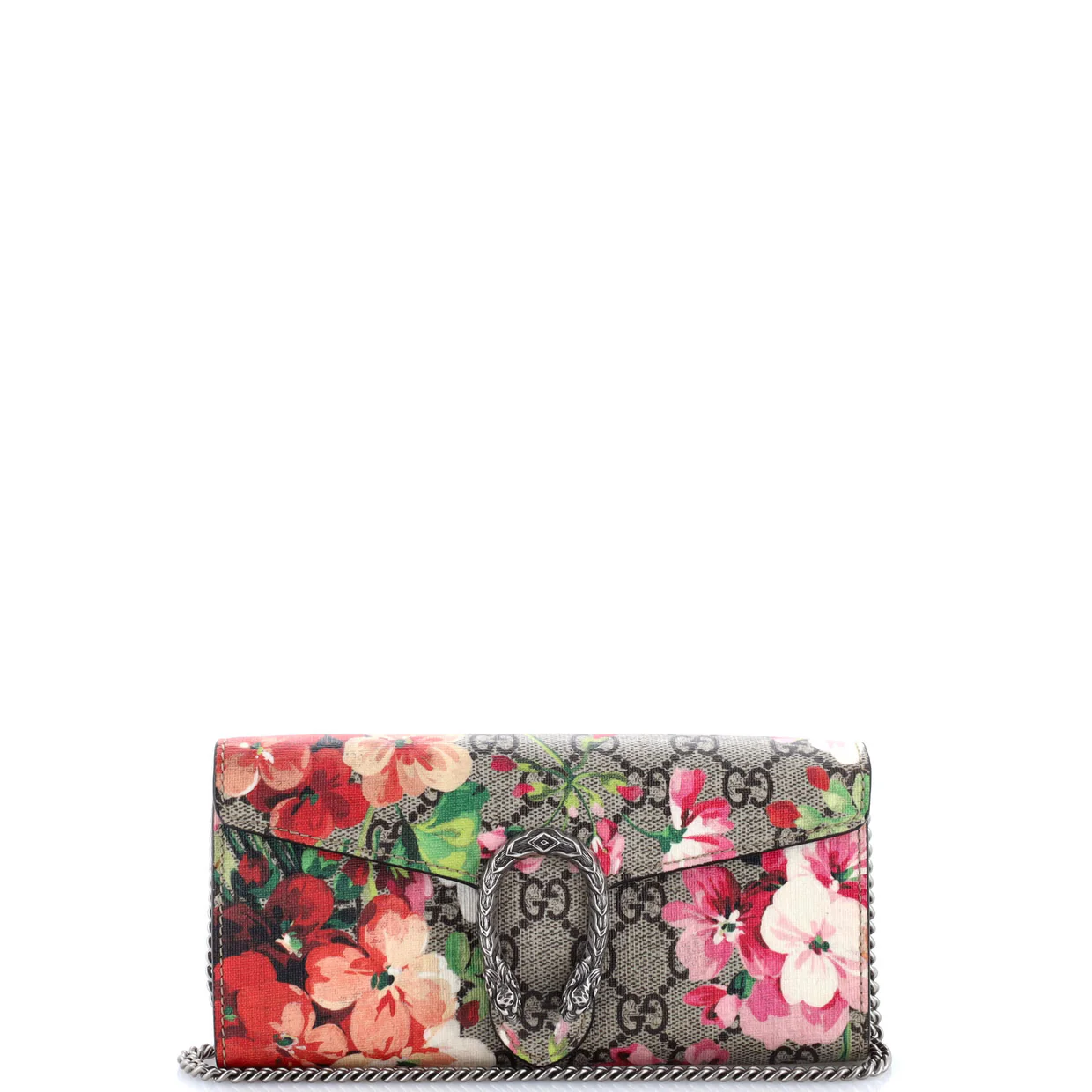 Dionysus Chain Wallet Blooms Print GG Coated Canvas Long - Deep Luxury
