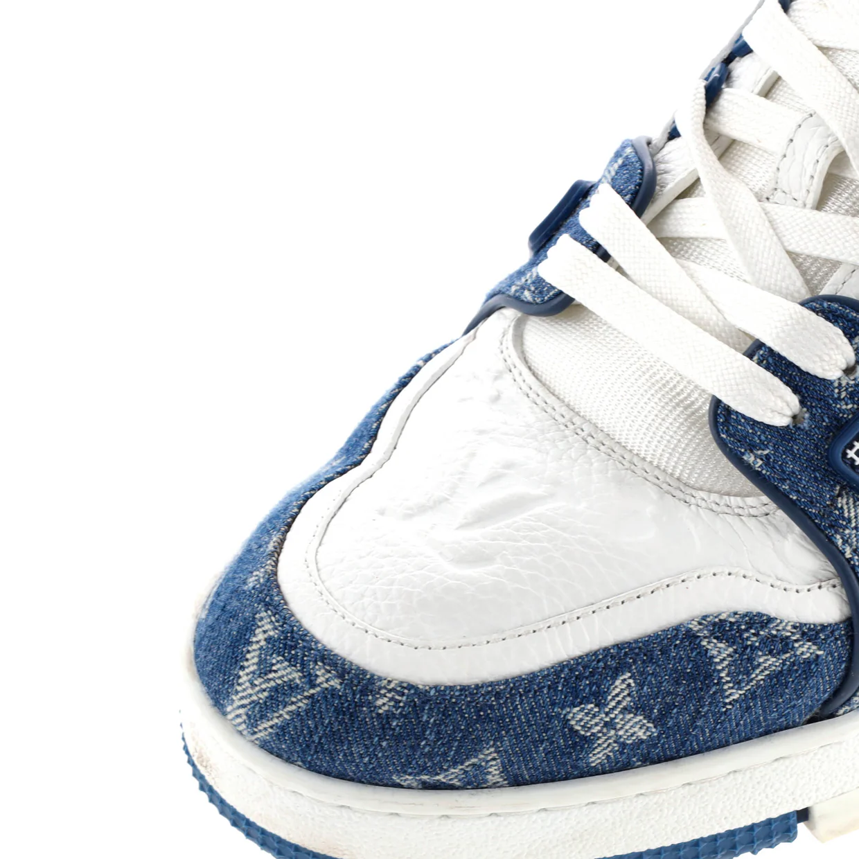 Men's LV Trainer Sneakers Monogram Empreinte Leather and Monogram Denim - Deep Luxury