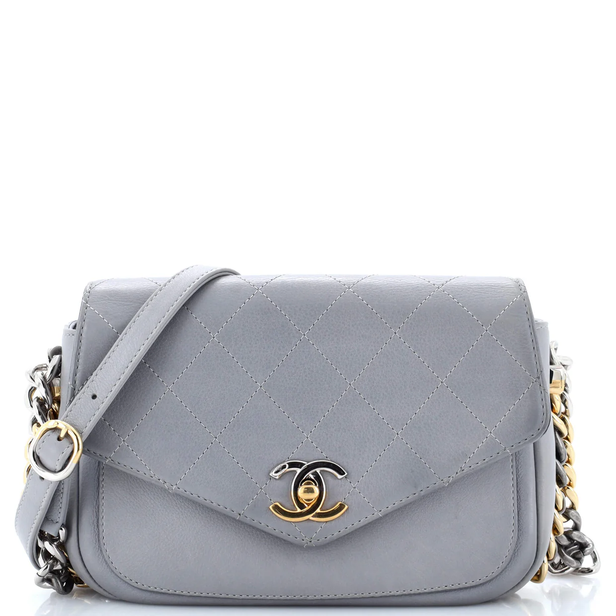 Two Tone Envelope Flap Bag Quilted Calfskin Medium - Deep Luxury