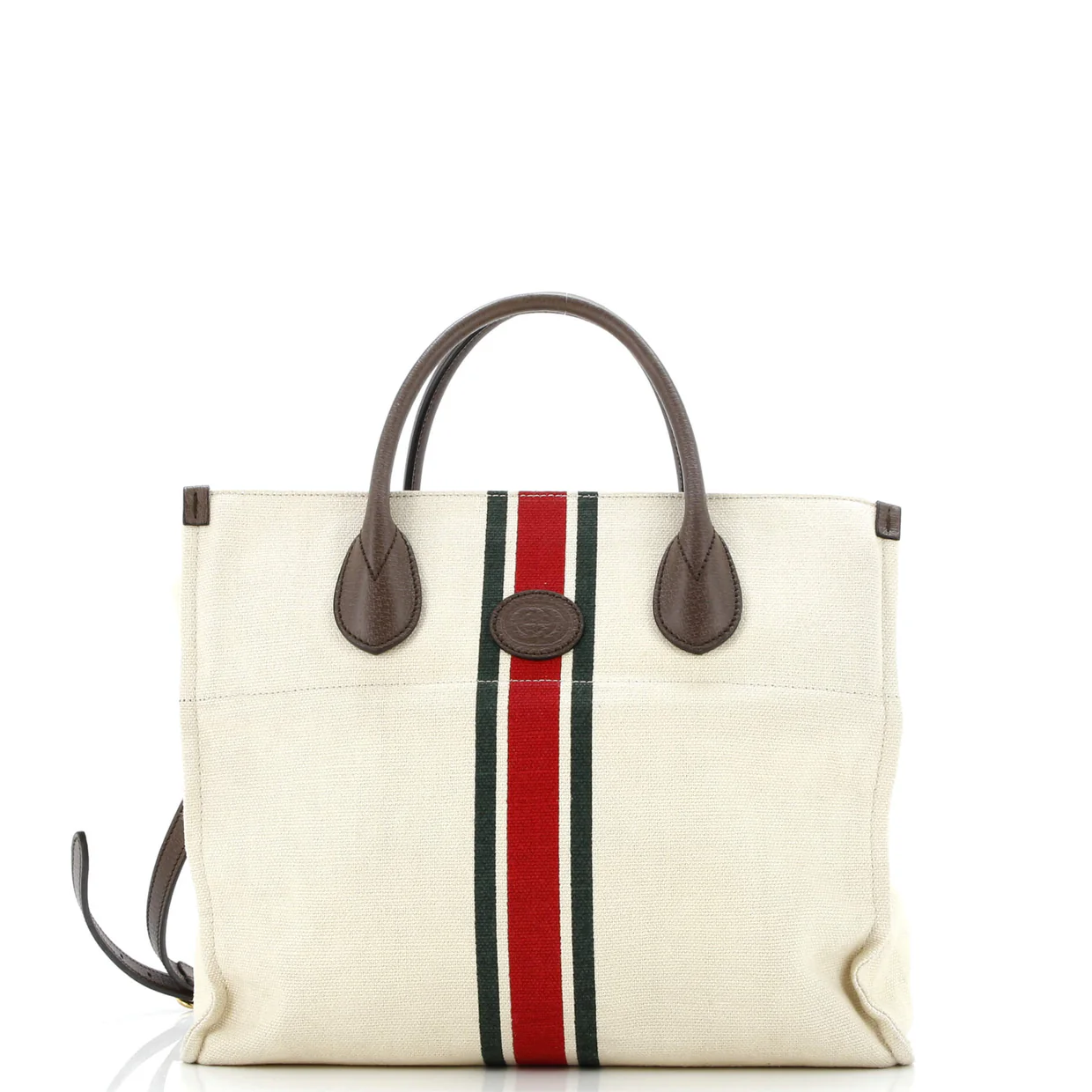 Foldable Web Tote Canvas with Leather Small - Deep Luxury