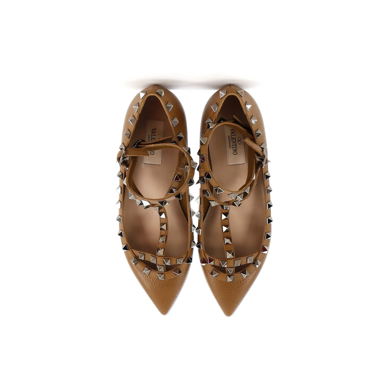 Women's Rockstud Caged Ballerina Flats Leather - Deep Luxury
