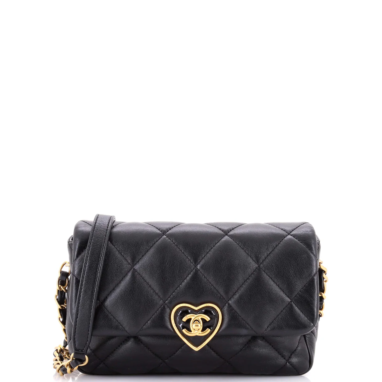 Coco Love CC Heart Flap Bag Quilted Lambskin Small - Deep Luxury