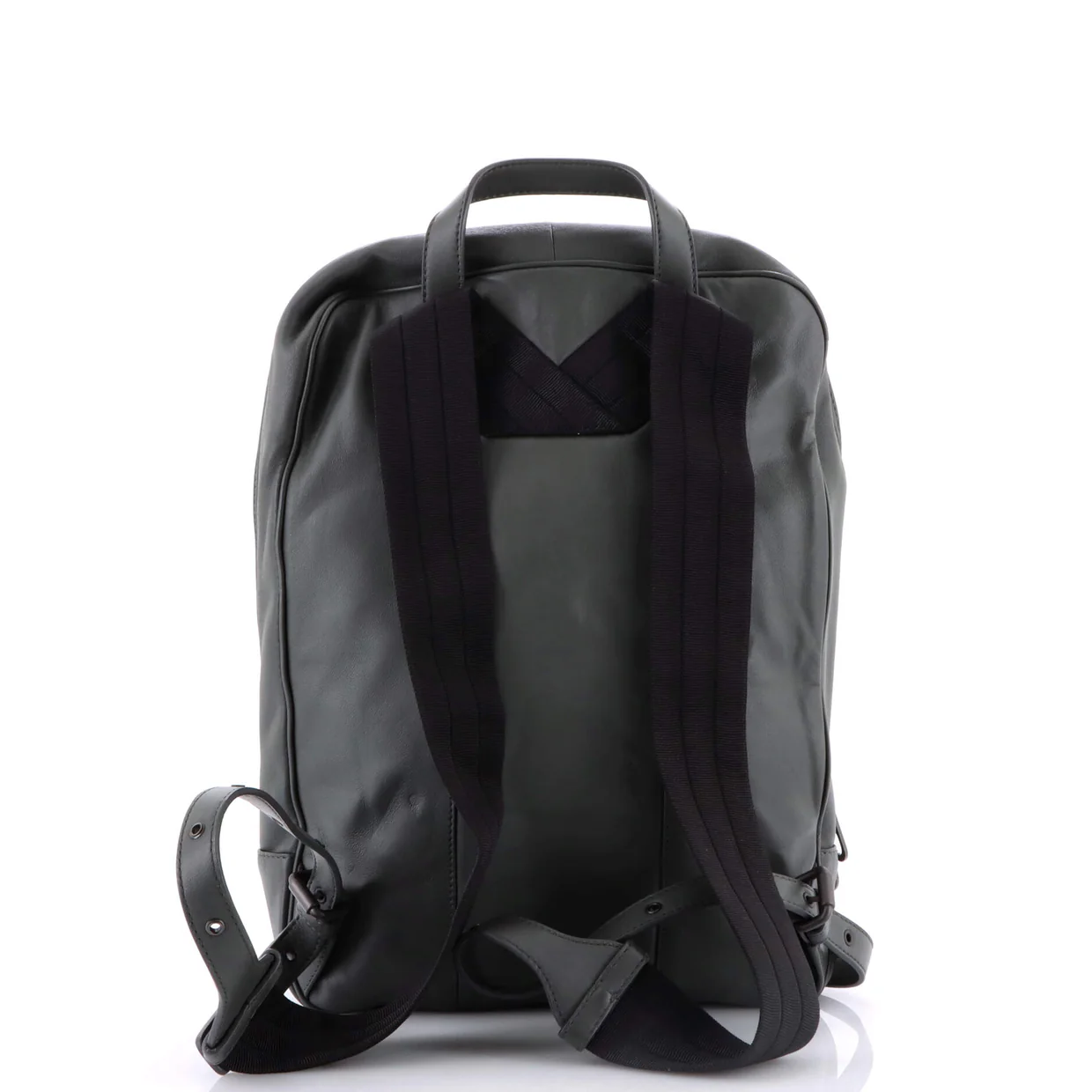Front Pocket Backpack Leather with Intrecciato Detail Medium - Deep Luxury