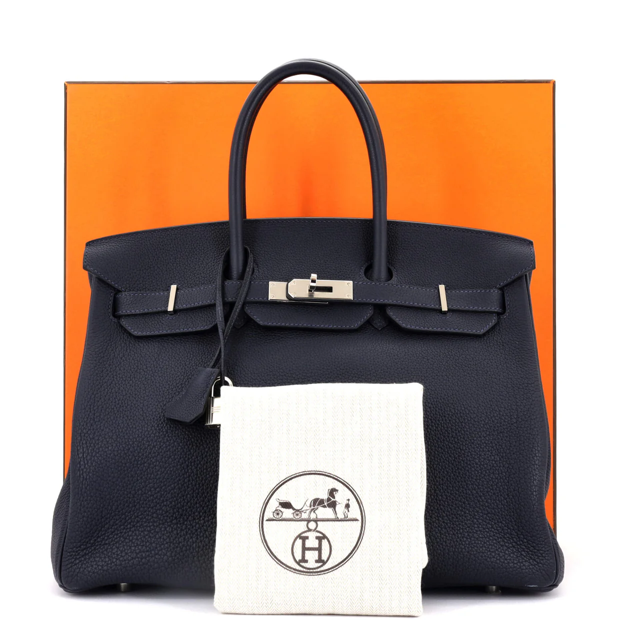 Birkin Handbag Bleu Nuit Togo with Palladium Hardware 35 - Deep Luxury