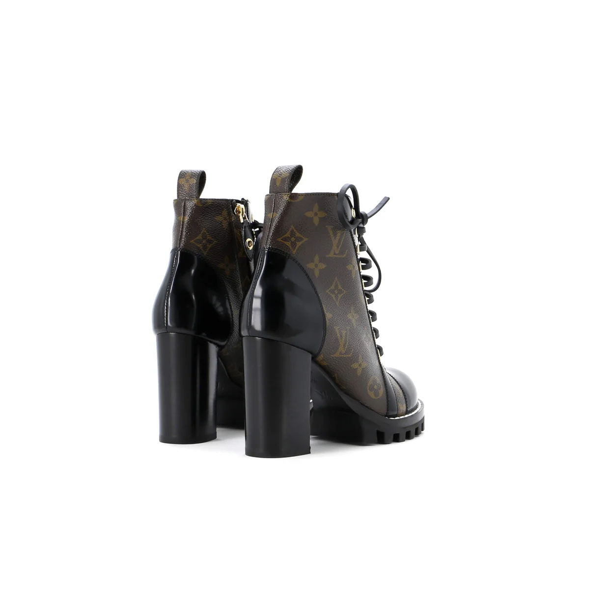 Women's Star Trail Ankle Boots Monogram Canvas with Patent - Deep Luxury