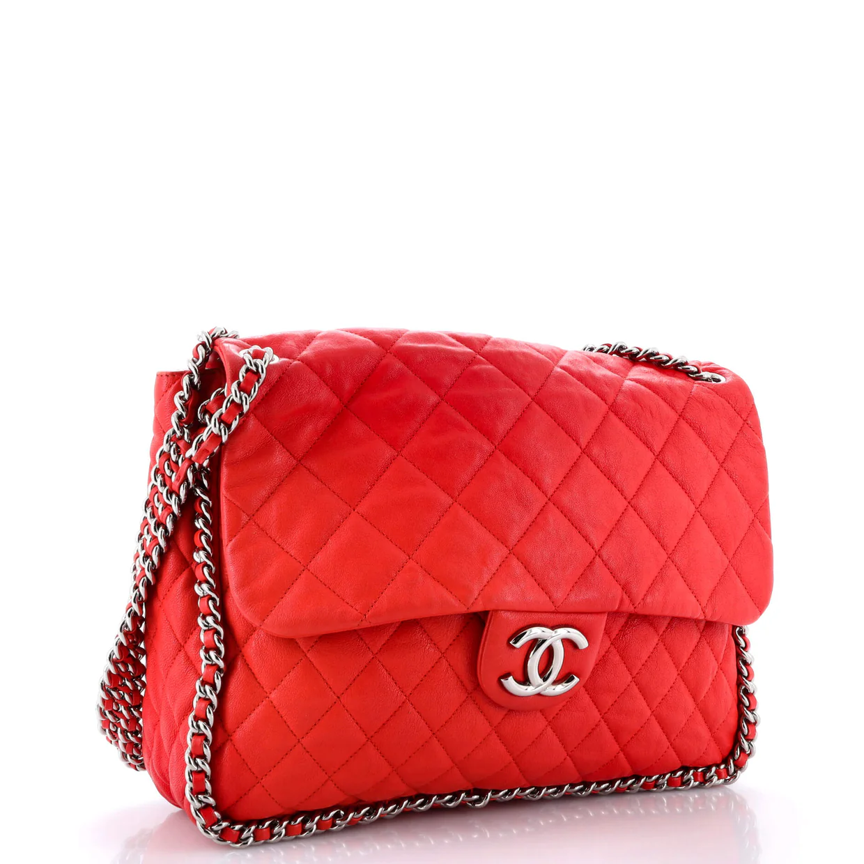 Chain Around Flap Bag Quilted Leather Maxi - Deep Luxury