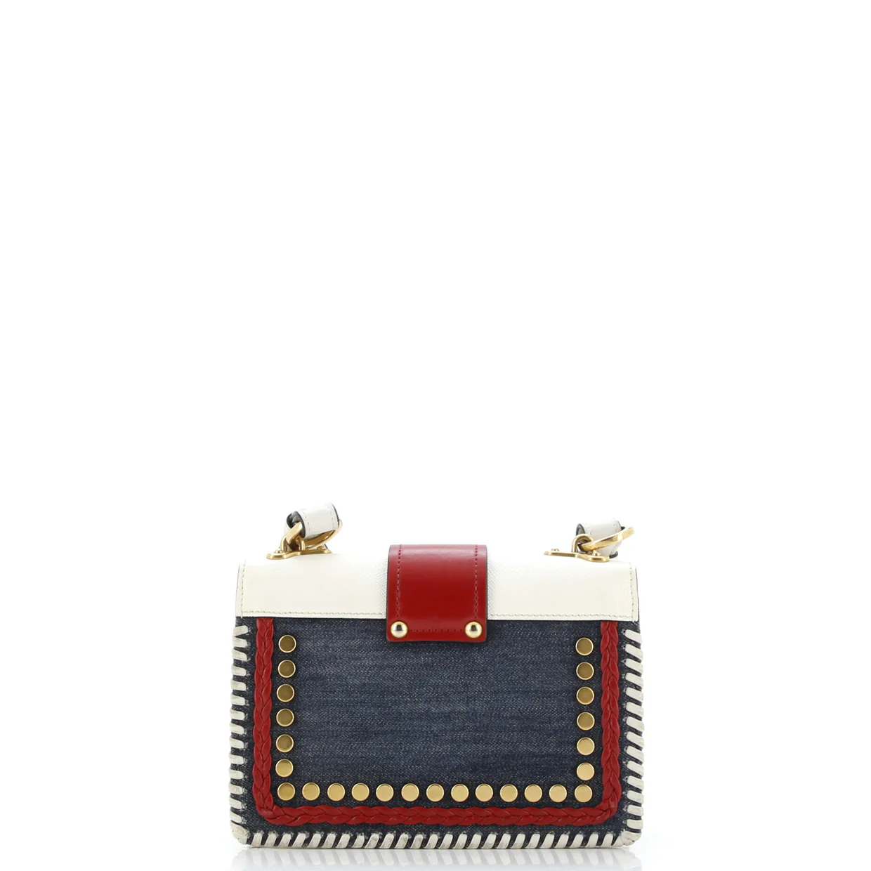 Cahier Crossbody Bag Embellished Denim and Leather Small - Deep Luxury