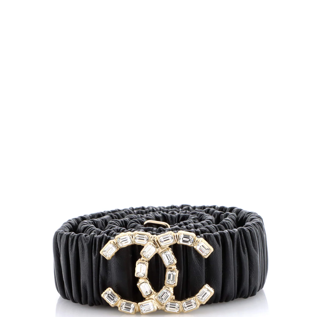 CC Elastic Belt Leather with Metal and Crystals 75 - Deep Luxury