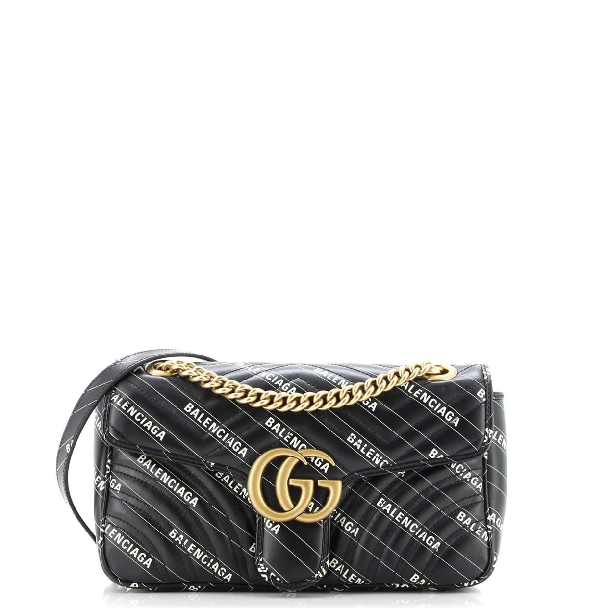 x Balenciaga The Hacker Project GG Marmont Flap Bag Printed Matelasse Leather Small - Deep Luxury