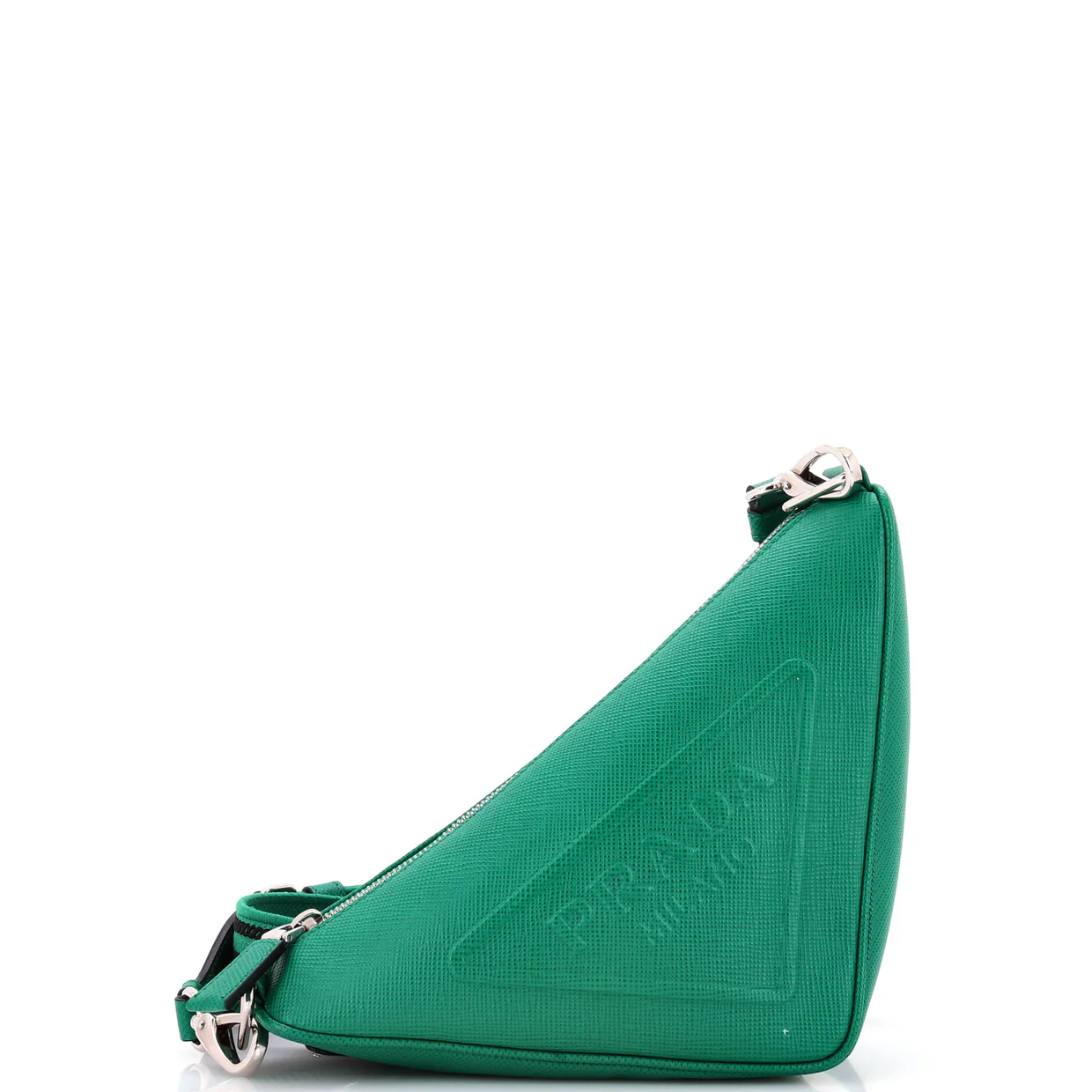 Triangle Logo Zip Crossbody Bag Saffiano Leather Small - Deep Luxury