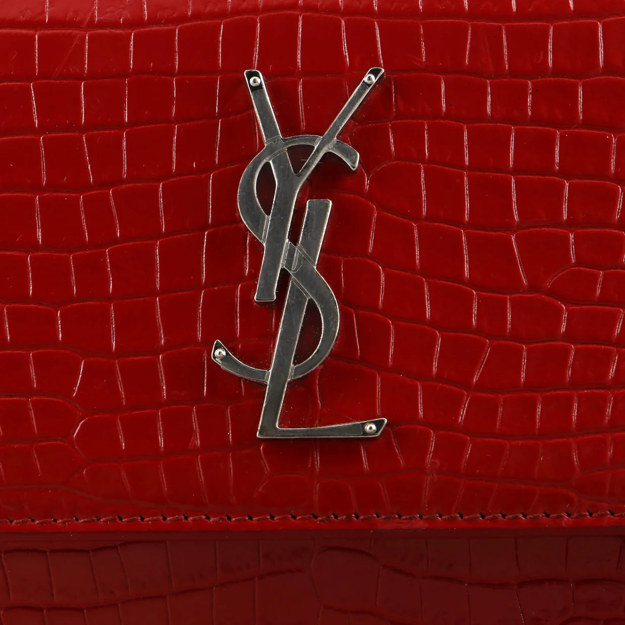 Sunset Crossbody Bag Crocodile Embossed Leather Medium - Deep Luxury