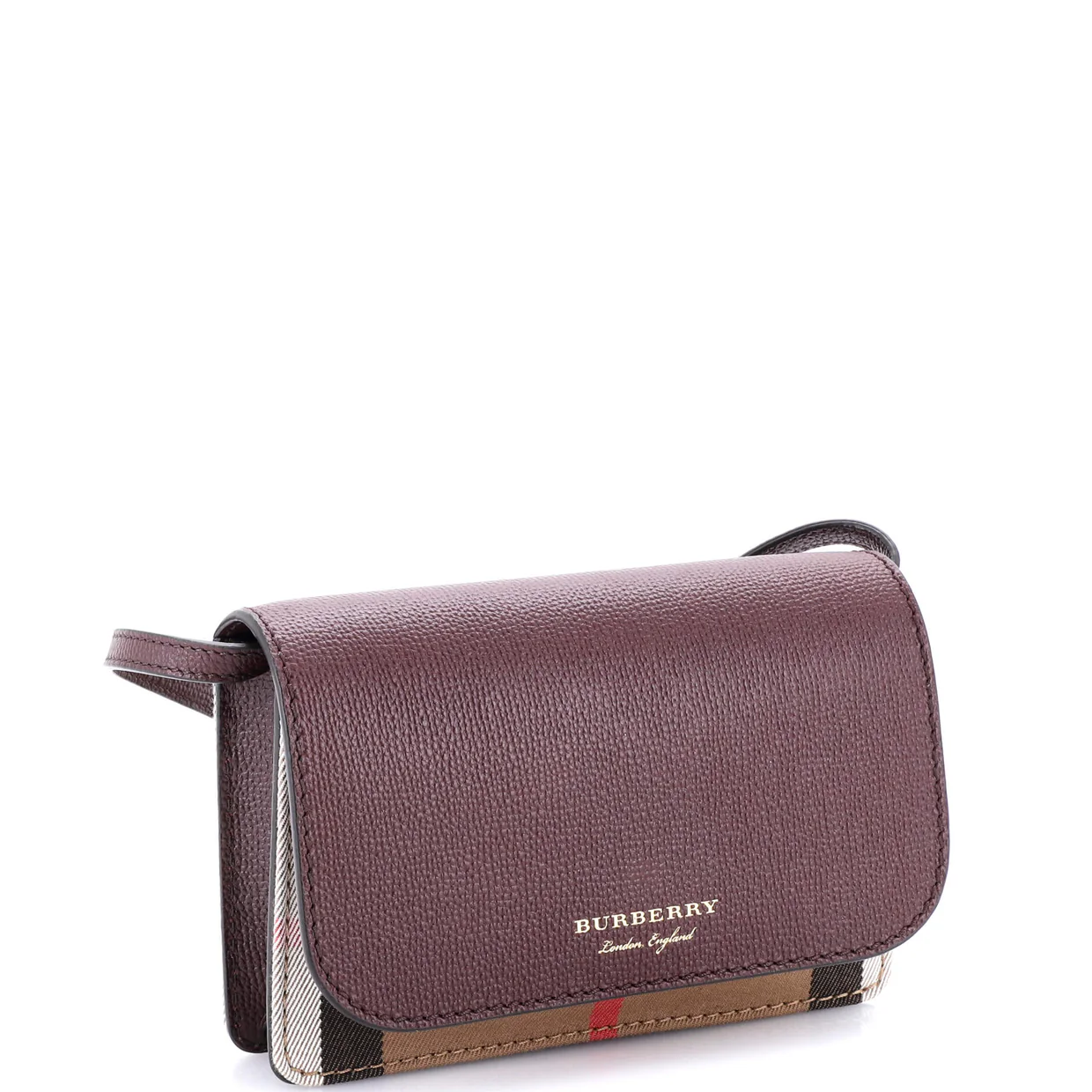 Hampshire Wallet on Strap Leather and House Check Canvas - Deep Luxury