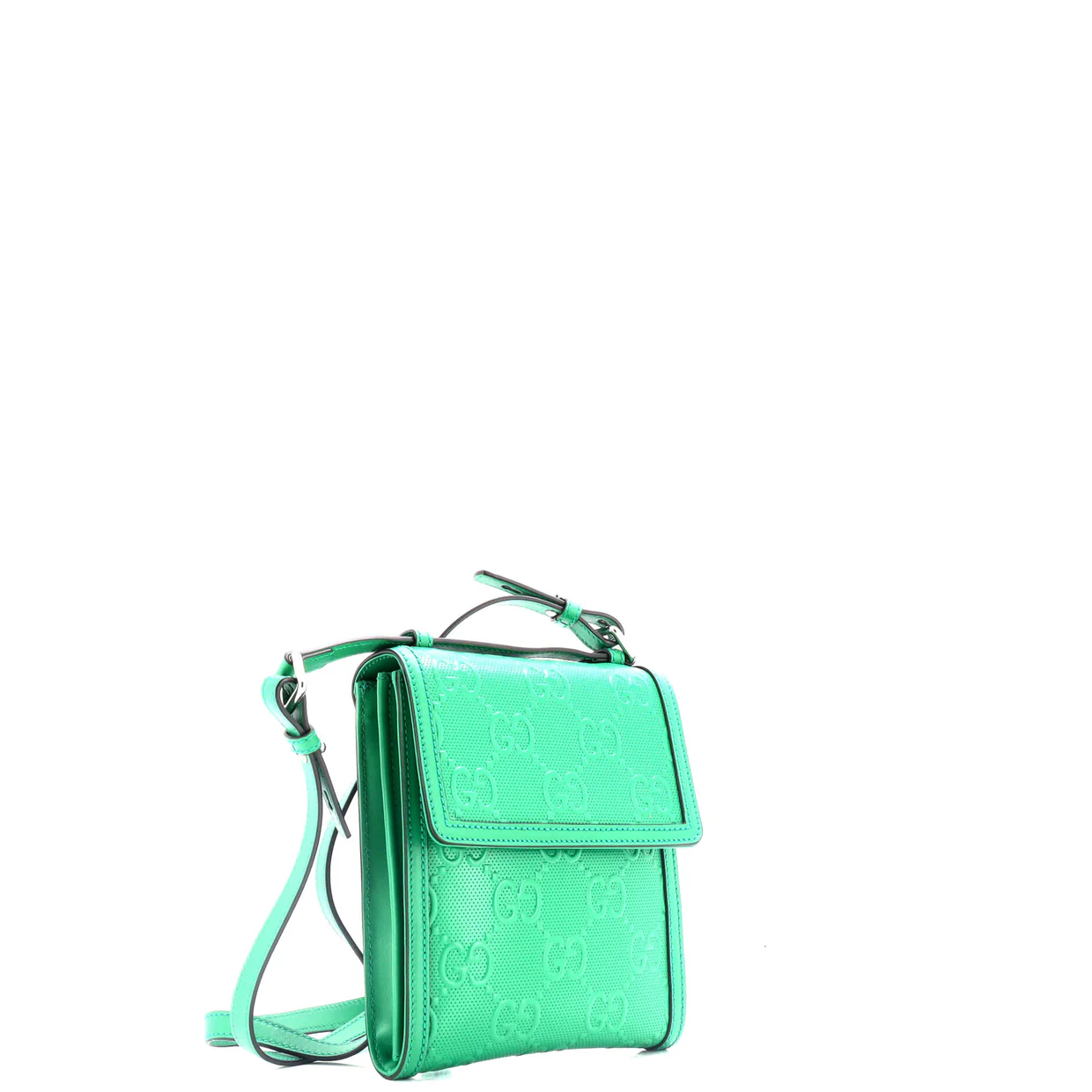 Flap Crossbody Bag GG Embossed Perforated Leather Small - Deep Luxury