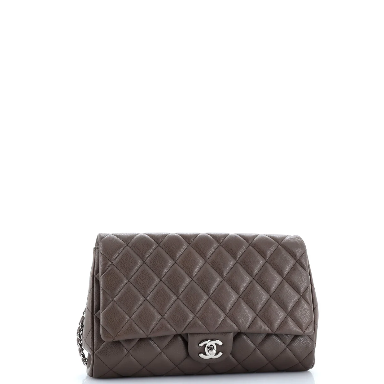 Clutch with Chain Quilted Caviar - Deep Luxury