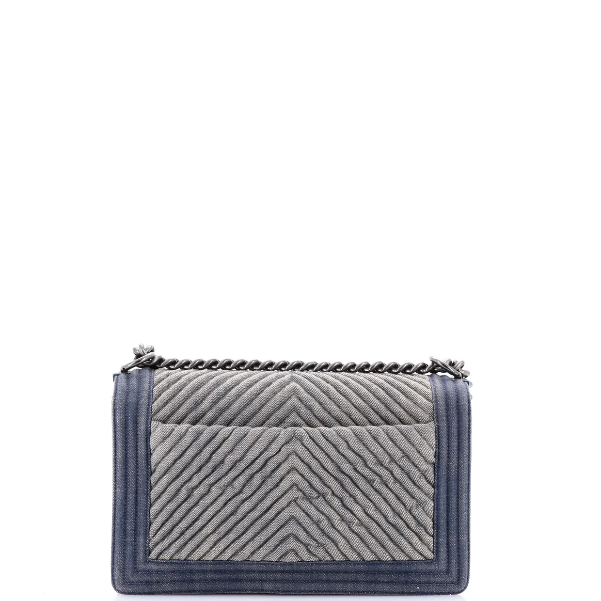 Boy Flap Bag Chevron Denim New Medium - Deep Luxury