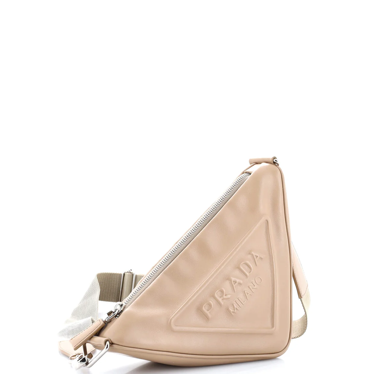 Triangle Logo Zip Crossbody Bag Leather Small - Deep Luxury