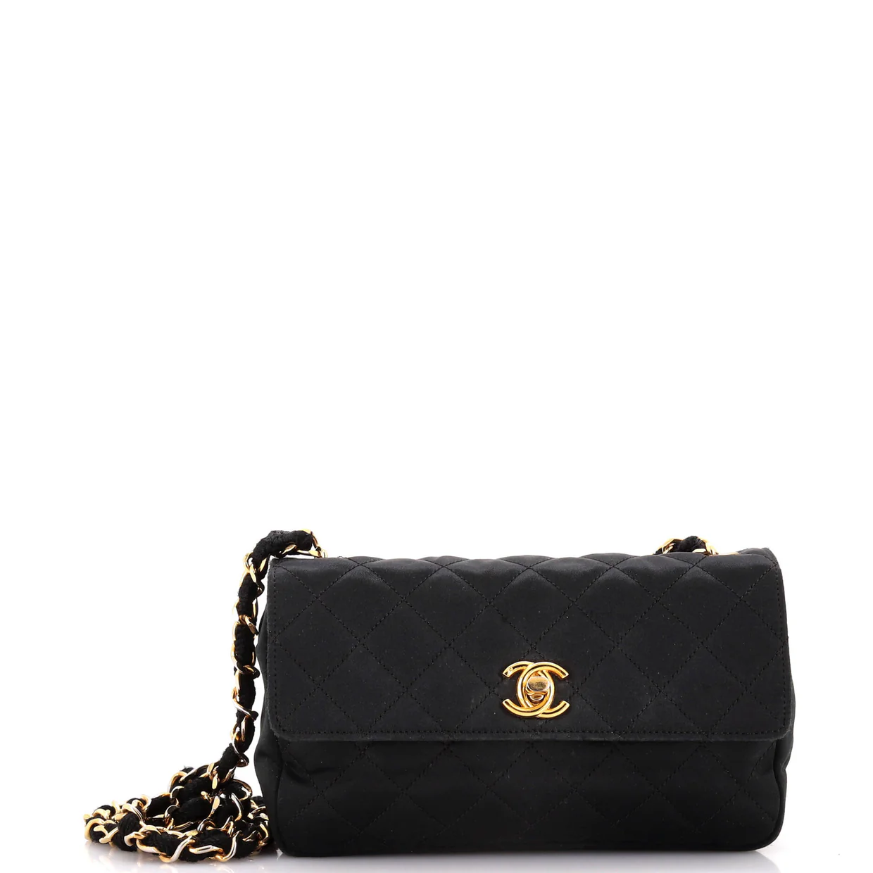 Vintage CC Chain Flap Bag Quilted Satin Mini - Deep Luxury