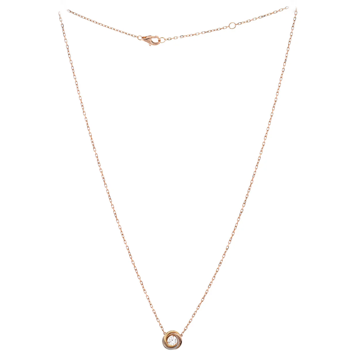 Trinity Diamond Pendant Necklace 18K Tricolor Gold and Diamond - Deep Luxury