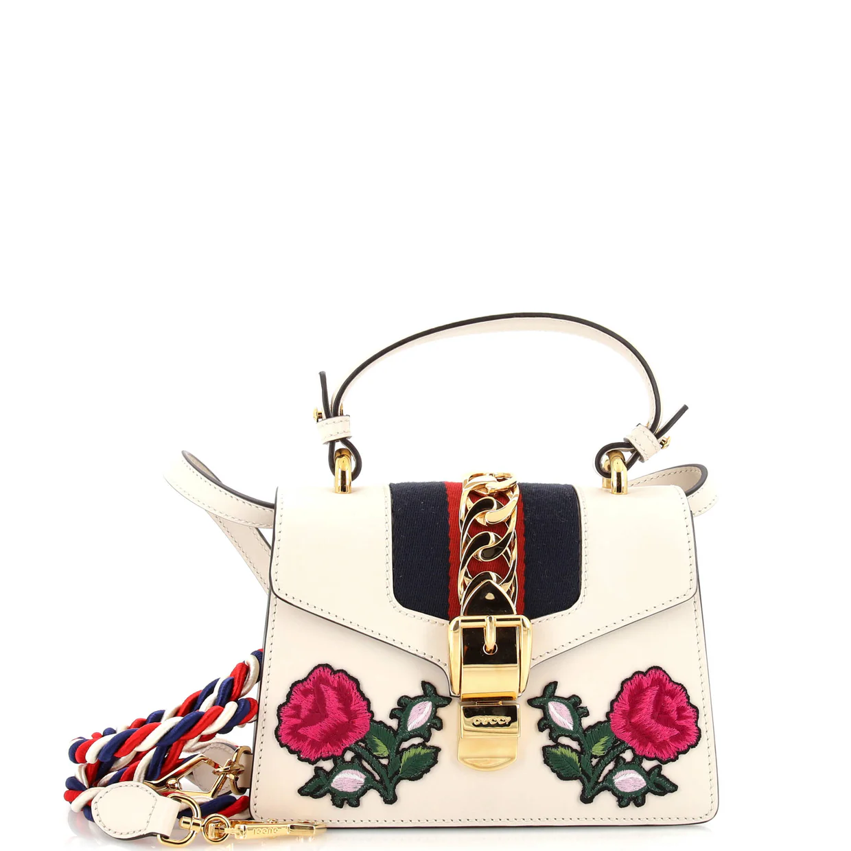 Sylvie Top Handle Bag Embroidered Leather Mini - Deep Luxury