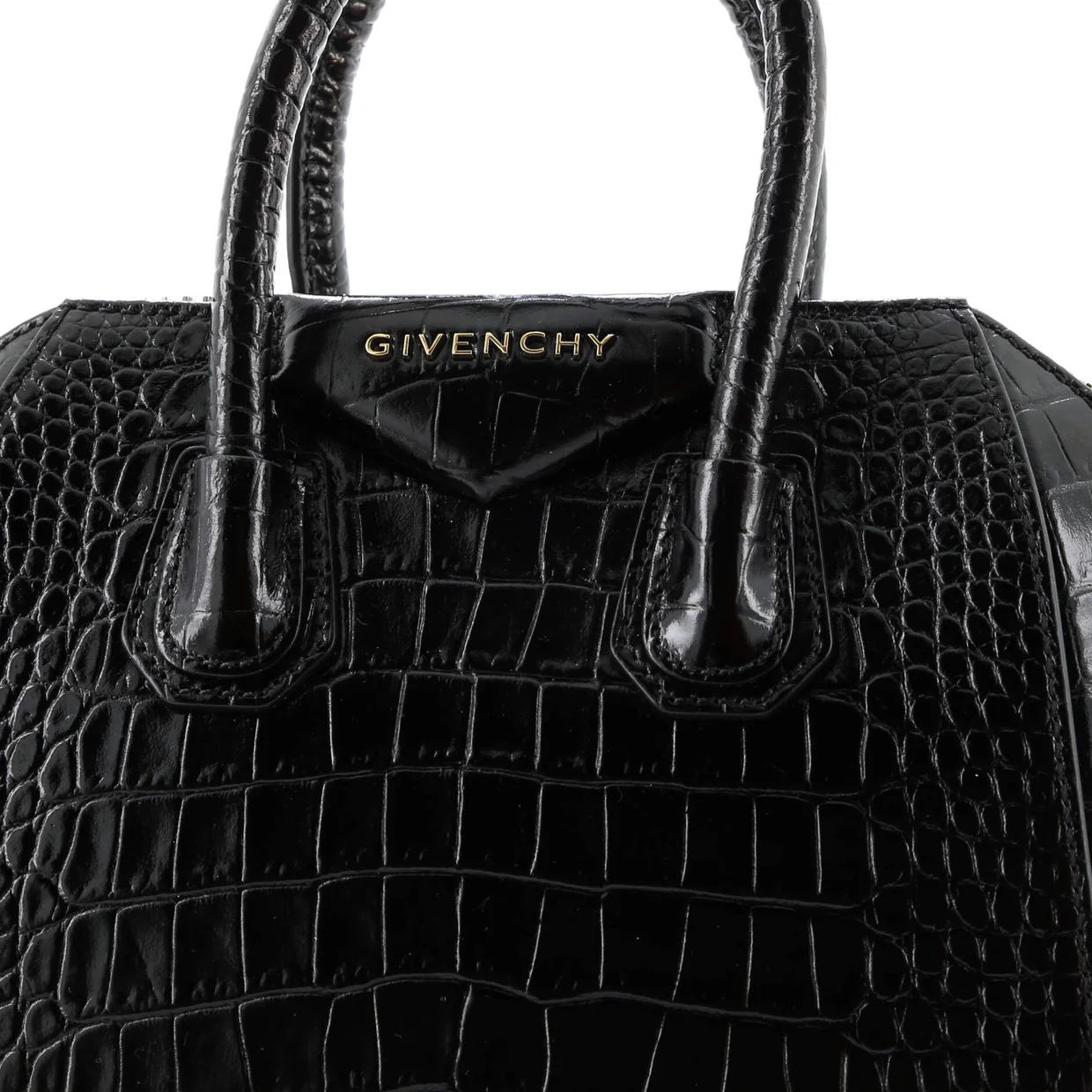 Antigona Bag Crocodile Embossed Leather Mini - Deep Luxury