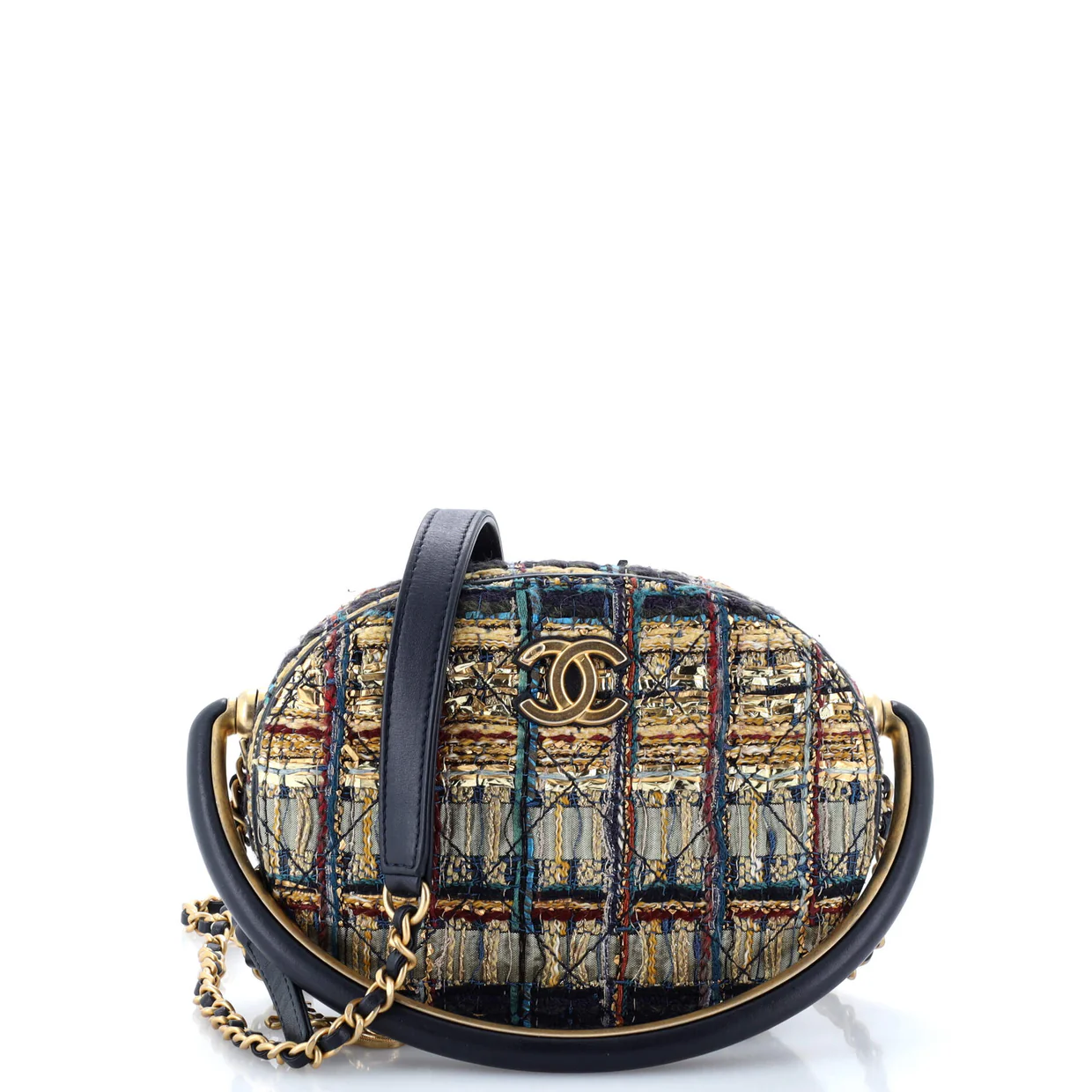 Paris-New York Oval Camera Case Quilted Tweed Small - Deep Luxury