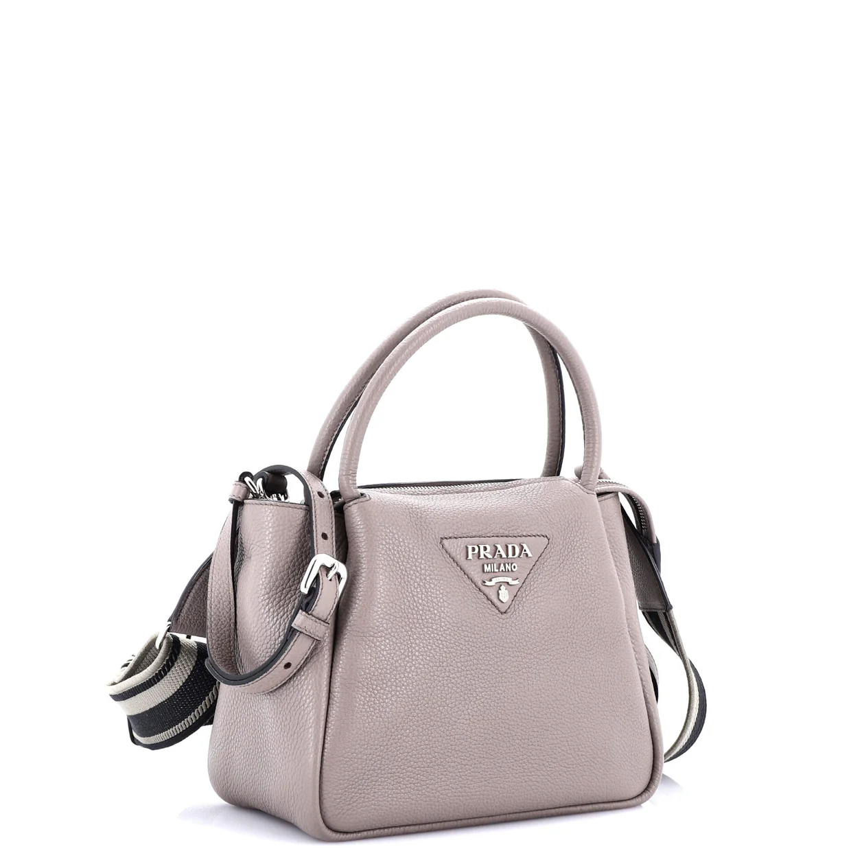 Flou Zipped Top Handle Bag Vitello Daino Small - Deep Luxury