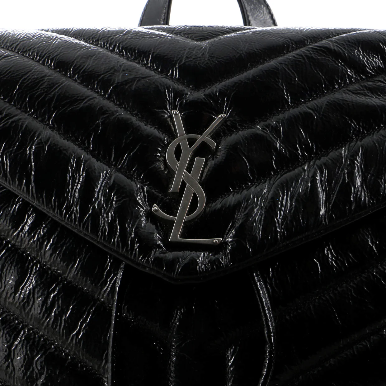 LouLou Backpack Matelasse Chevron Patent Small - Deep Luxury