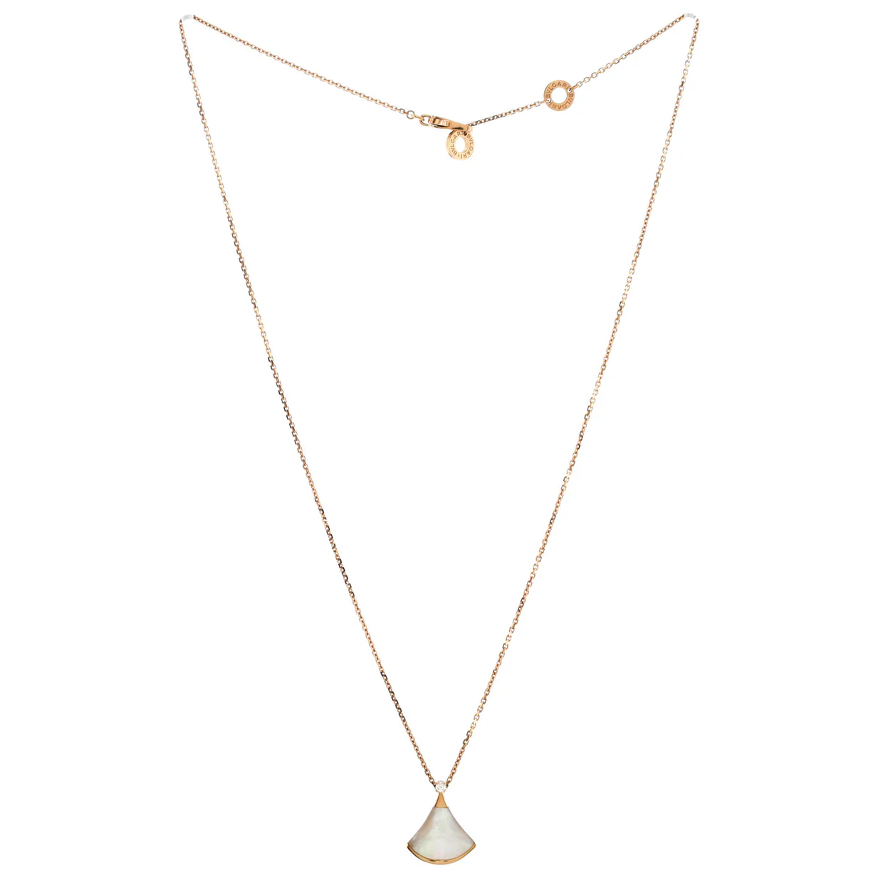 Divas' Dream Pendant Necklace 18K Rose Gold with Mother of Pearl and Diamond Small - Deep Luxury