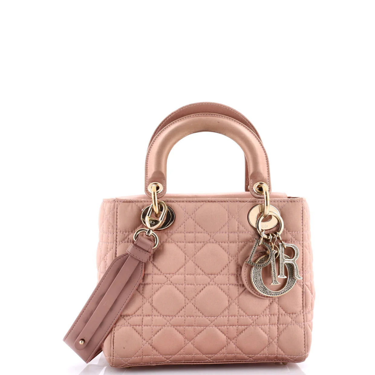 My ABCDior Lady Dior Bag Cannage Quilt Satin with Crystal Charms - Deep Luxury
