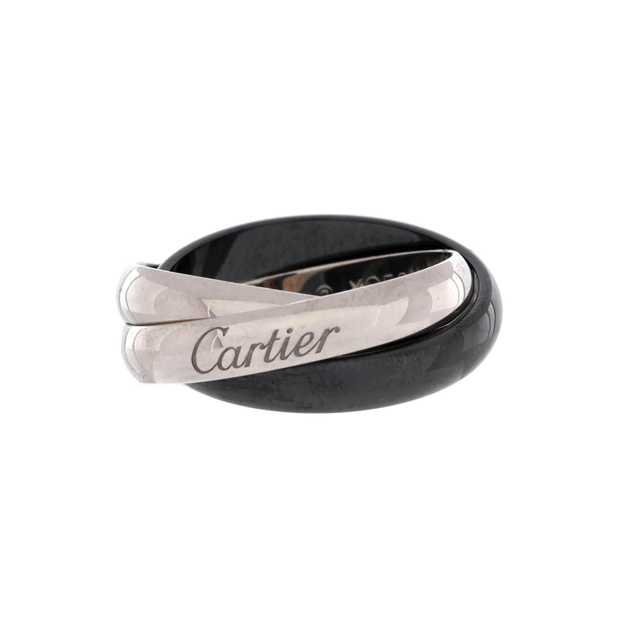 Trinity Ring 18K White Gold and Ceramic - Deep Luxury