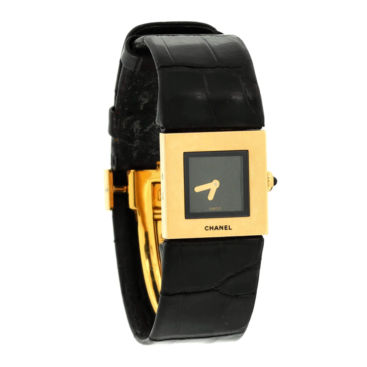 Matelasse Quartz Watch Yellow Gold and Alligator 19 - Deep Luxury