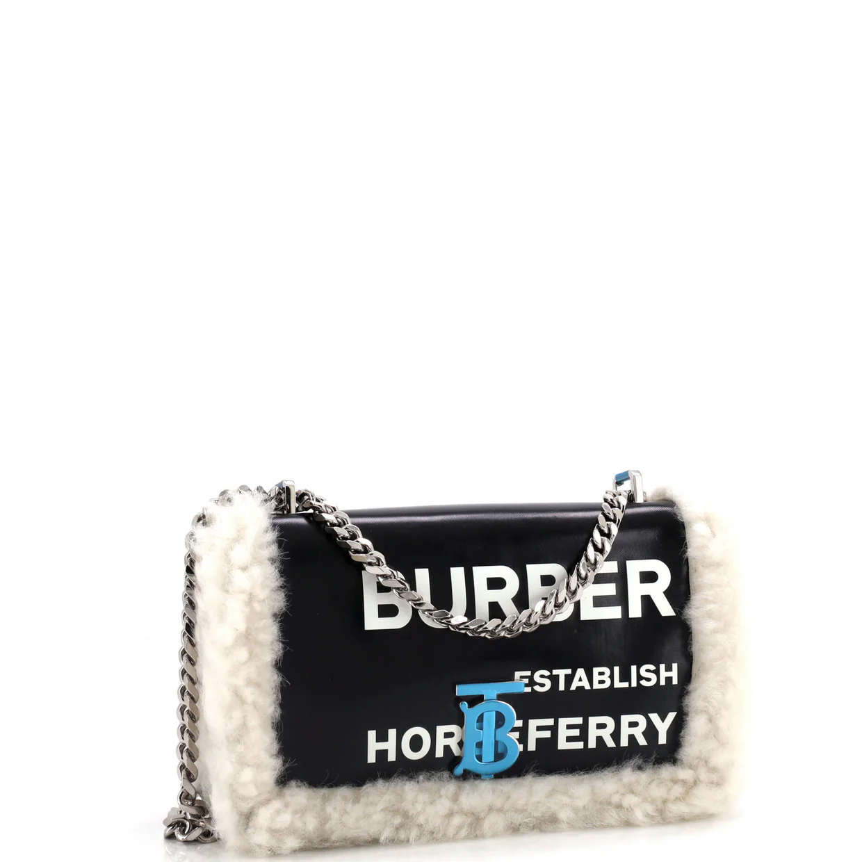 Lola Shoulder Bag Printed Coated Canvas with Shearling Small - Deep Luxury