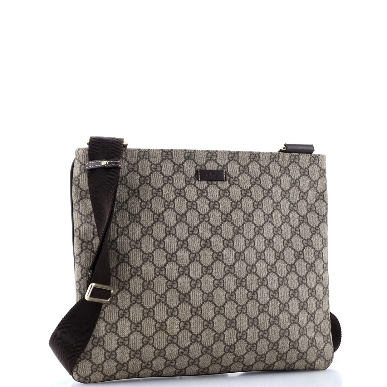 Zip Top Messenger Bag GG Coated Canvas Large - Deep Luxury