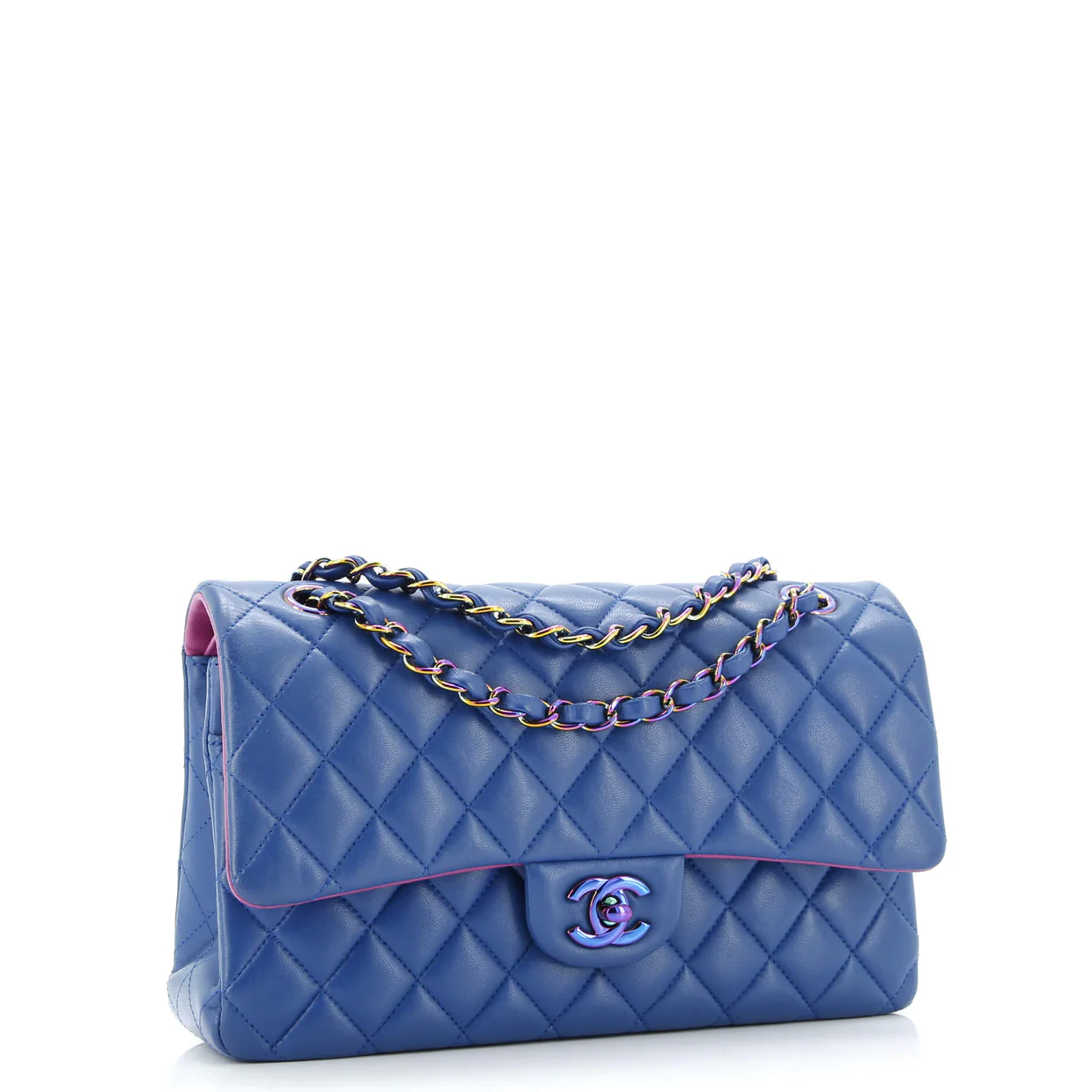 Classic Double Flap Bag Quilted Lambskin with Rainbow Hardware Medium - Deep Luxury
