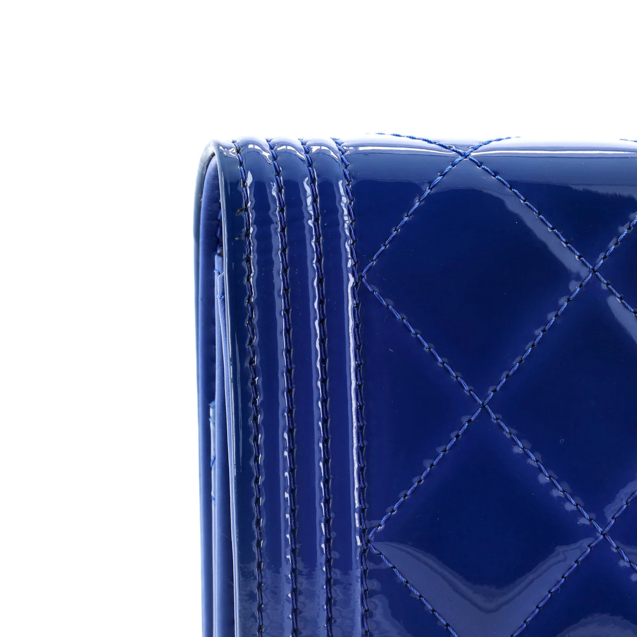 Boy Wallet on Chain Quilted Patent - Deep Luxury