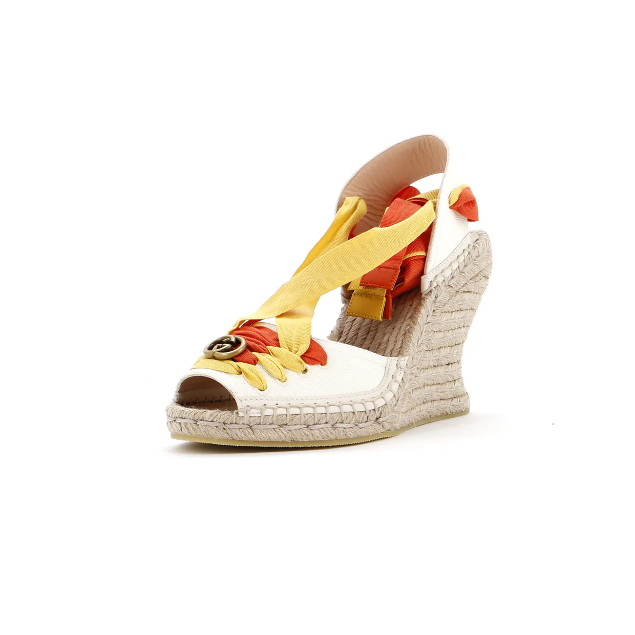 Women's GG Ankle Tie Wedge Espadrilles Canvas - Deep Luxury
