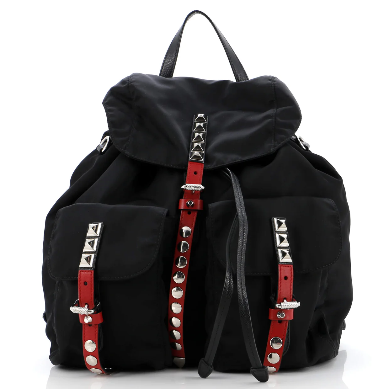 New Vela Backpack Tessuto with Studded Leather - Deep Luxury